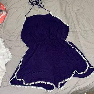purple backless romper